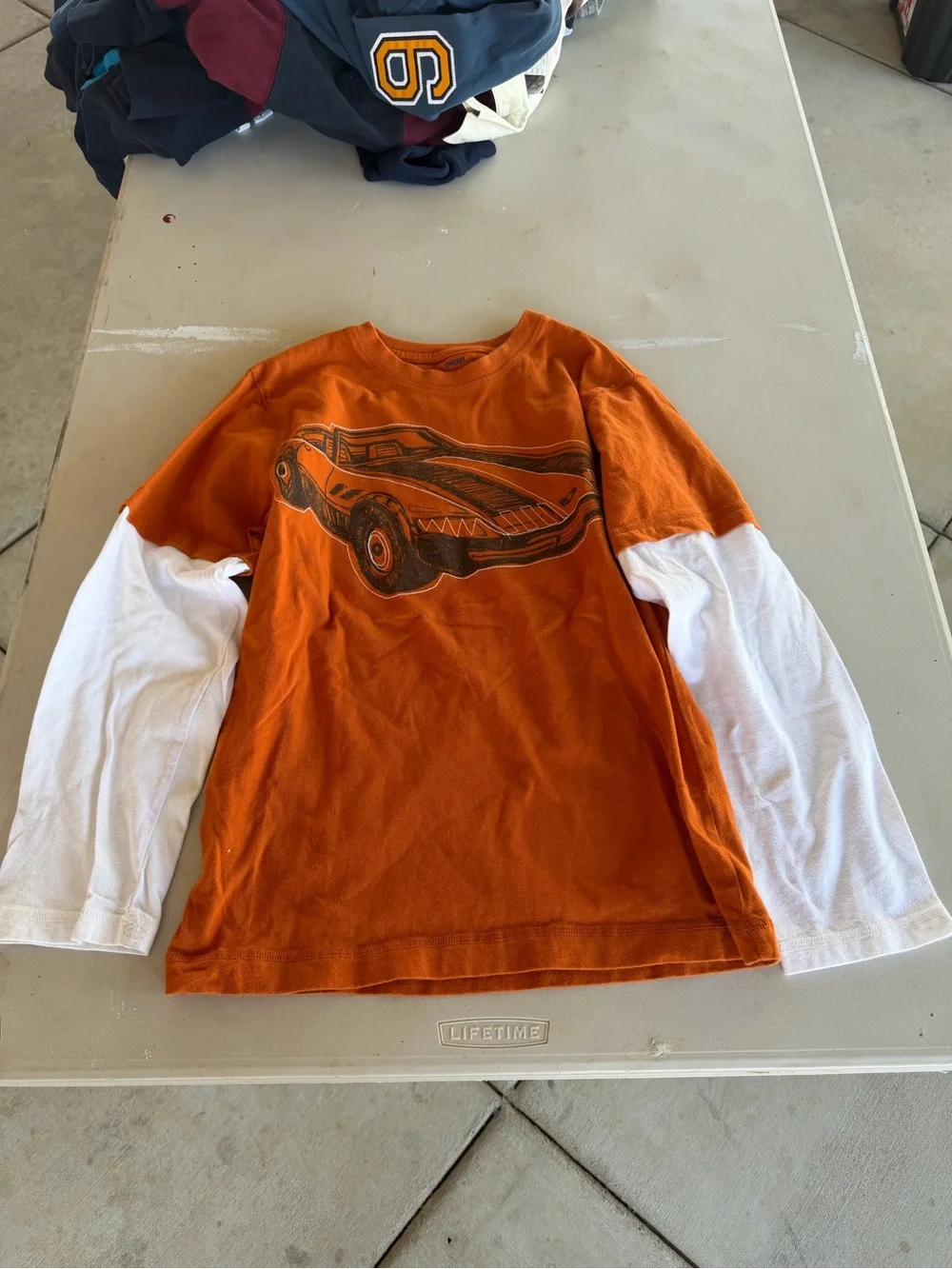Gymboree Boys Orange & White Long-Sleeve Layered Car Tee